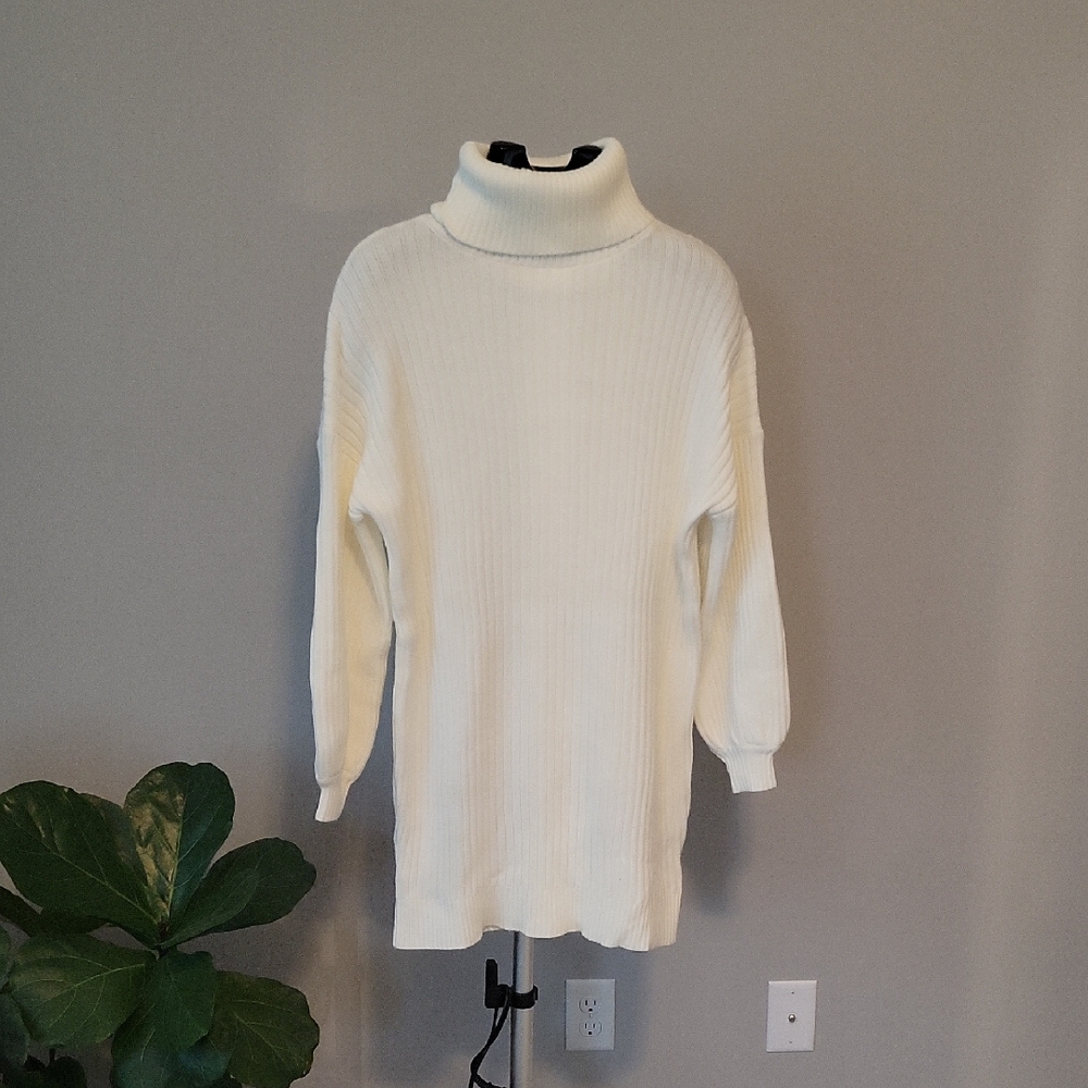 Women's White Turtleneck Sweater